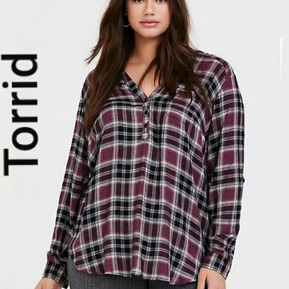 Plaid pattern half button down - Picture 1 of 11